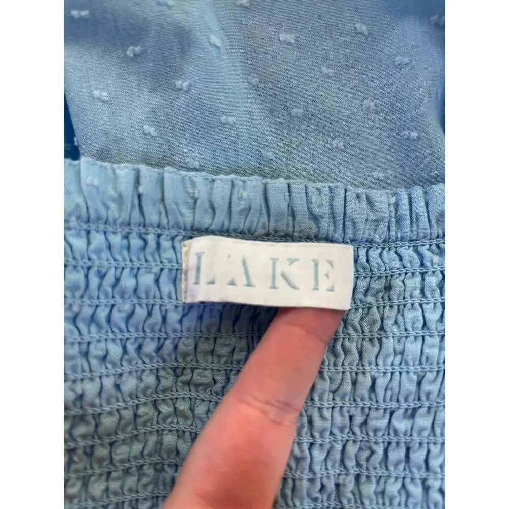 Lake Lolly Dress in Morning Blue Swiss Dot Size Large Midi length - Picture 4 of 5